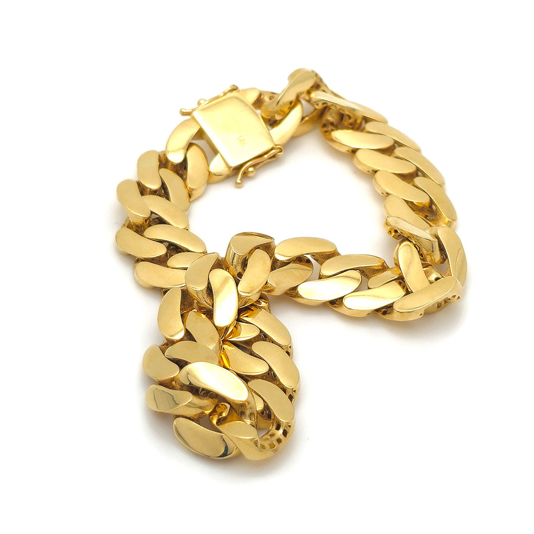 14k Hollow Miami Cuban Link Bracelet 11.5mm twisted